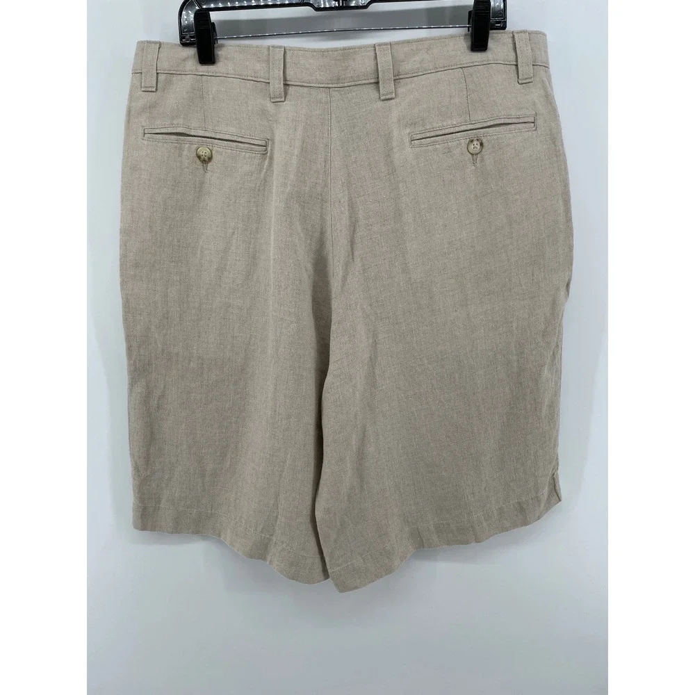 Linen Shorts Mens 36 Oatmeal 100% Linen‎ Flat Front Quiet Luxury Old Money